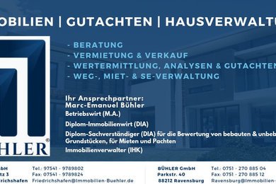 Hausverwaltung,Immobiliengutachter Immobilienmakler Friedrichshafen / Ravensburg