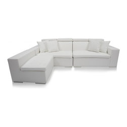 Monaco White Leather Sofa - Furniture
