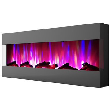 Fireside 60" Recessed/Wall-Mounted Electric Fireplace, Black