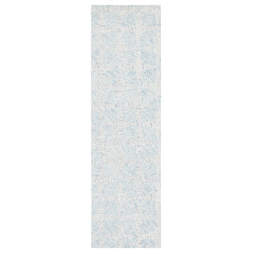 Safavieh Abstract Collection, ABT655 Rug, Ivory and Blue, 2'3"x8'