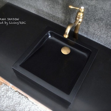 KIAMA SHADOW 16"x16" BLACK GRANITE VESSEL SINK
