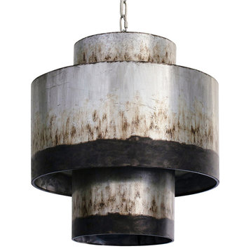 Varaluz 323F04 Cannery 18"W Tiered Single Pendant - Ombre Galvanized