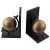 Sphere Gold and Black Iron Bookends 6x4.5x8.5" 2-Piece Set