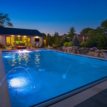 Arlington Heights, IL Swimming Pool and Hot Tub with Jump Rock