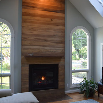 Gas fireplace with wood surround