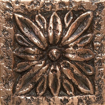 Flower Tile 1, Set of 12, Copper