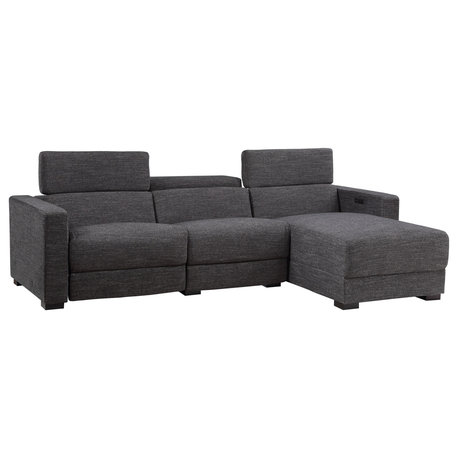 Zara Power Reclining Sectional, Charcoal