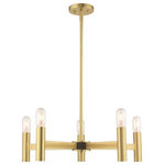 Livex Lighting - Livex Lighting Copenhagen, 5 Light Chandelier, Satin Brass Finish, Antique Brass - Exposed bulb sockets are fixed over black with bruCopenhagen 5 Light C Satin BrassUL: Suitable for damp locations Energy Star Qualified: n/a ADA Certified: n/a  *Number of Lights: 5-*Wattage:60w Medium Base bulb(s) *Bulb Included:No *Bulb Type:Medium Base *Finish Type:Satin Brass