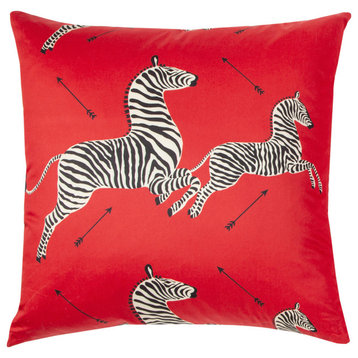 Dazzle Of Zebras Pillow, Masai Red, 22" X 22"