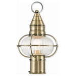 Livex Lighting - Livex Lighting 27002-01 Newburyport - 8.75" One Light Outdoor Post Lantern - The Newburyport outdoor post lantern boasts classiNewburyport 8.75" On Antique Brass Fluted *UL Approved: YES Energy Star Qualified: n/a ADA Certified: n/a  *Number of Lights: Lamp: 1-*Wattage:100w Medium Base bulb(s) *Bulb Included:No *Bulb Type:Medium Base *Finish Type:Antique Brass