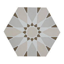 Moroccan Mosaic and Tile House - Menara Handmade Cement Tile, Pinks/Brown, Sample - Wall And Floor Tile
