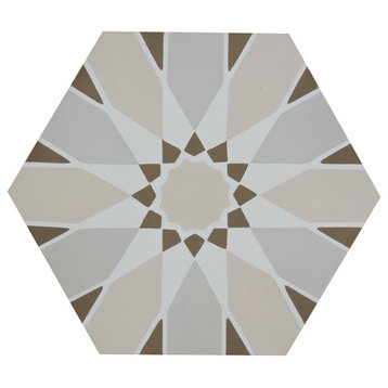 8"x9" Menara Handmade Cement Tiles, Set of 12, Pinks/Brown