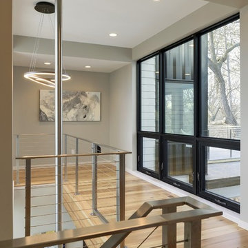 Antique Elm Flooring in a Modern Hallway