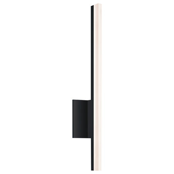 Stiletto LED Sconce/Bath Bar With Frosted Shade, Satin Black, 24"