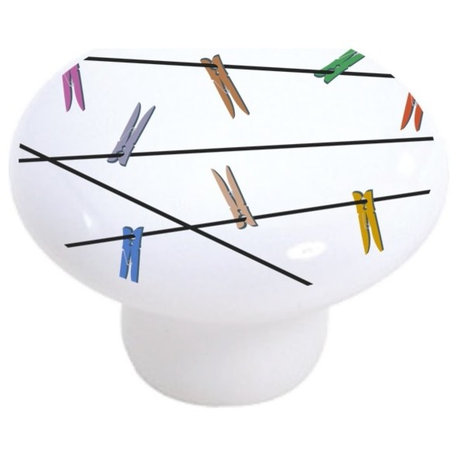 Laundry Clothes Pins Ceramic Cabinet Drawer Knob