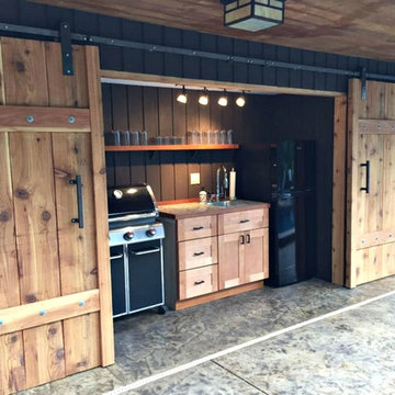 Double Out Door Barbeque Grill Barn Doors