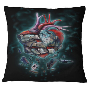 Stone Heart Revival Abstract Throw Pillow, 16"x16"
