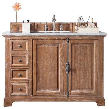 Providence 48" Single Vanity Cabinet, Driftwood 3CM Eternal Jasmine Pearl Quartz