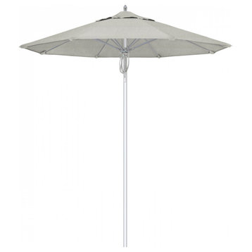 7.5' Patio Umbrella Silver Pole Fiberglass Rib Pulley Lift Sunbrella, Granite