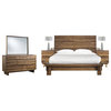 Oasis 5PC E King Platform Bed, 2 Nightstand, Dresser & Mirror in Natural
