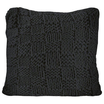 Chess Knit Euro Pillow, 27"x27", Black, 1 Piece
