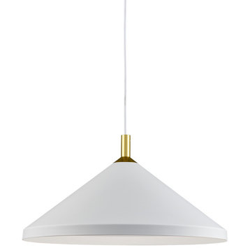 Dorothy Single Lamp Pendant, White/Gold, 18"Dx9"H