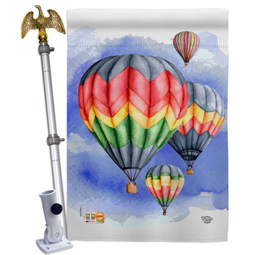 Summer Hot Air Balloon House Flag Eagle Set Double-Sided 28x40