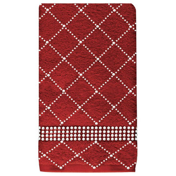 Sparkles Home Rhinestone Hand Towel with X Pattern (Set of 2) - Red