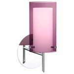 Besa Lighting - Besa Lighting 1SW-A44007-LED-CR Pahu 4 - 9.88" 5W 1 LED Mini Wall Sconce - Pahu is a distinctive double-glass pendant, with an inner opal cylinder centered within a transparent outer glass. Our Trans-Amethyst colored blown glass complements the soft white Opal cased glass, which can suit any classic or modern decor. Opal has a very tranquil glow that is pleasing in appearance, as the Trans-Amethyst glass sparkles with the accents from that glow. The smooth satin finish on the opal�s outer layer is a result of an extensive etching process. This blown glass combination is handcrafted by a skilled artisan, utilizing century-old techniques passed down from generation to generation. The mini sconce is equipped with a decorative lamp holder mounted to either a low profile round or square canopy. These stylish and functional luminaries are offered in a beautiful Chrome finish.  Mounting Direction: Horizontal  Shade Included: TRUE  Dimable: TRUE  Color Temperature:   Lumens: 450  CRI: +  Rated Life: 25000 HoursPahu 4 9.88" 5W 1 LED Mini Wall Sconce Chrome Transparent Amethyst/Opal GlassUL: Suitable for damp locations, *Energy Star Qualified: n/a  *ADA Certified: n/a  *Number of Lights: Lamp: 1-*Wattage:5w LED bulb(s) *Bulb Included:Yes *Bulb Type:LED *Finish Type:Chrome