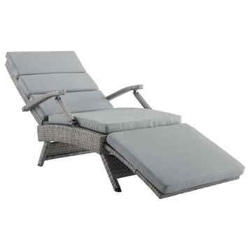 Envisage Chaise Outdoor Patio Wicker Rattan Lounge Chair Light Gray Gray