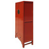 Chinese Moon Face Red Lacquer Armoire Storage Cabinet