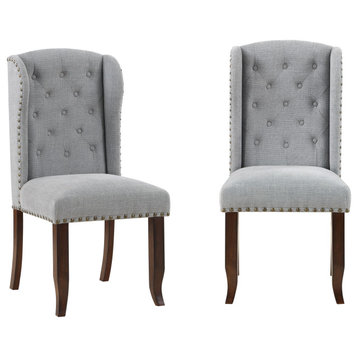 Edmund Brown and Grey Traditional Accent Dining Chair Set of Two