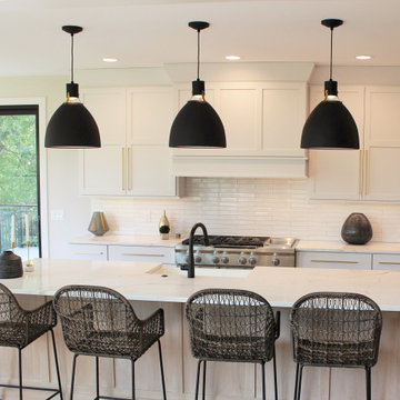 Oak, and White Kitchen with Matte Black Accents in Iowa Aspen Homes Farmhouse