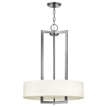 3 Light Small Drum Chandelier in Transitional Style - 20 Inches Wide by 26.5