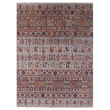 5' 0" X 6' 9" Tribal Persian Gabbeh Handmade Wool Rug Q11130