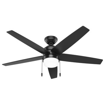 Hunter 52" Bardot Matte Black Ceiling Fan, LED Kit, Pull Chain