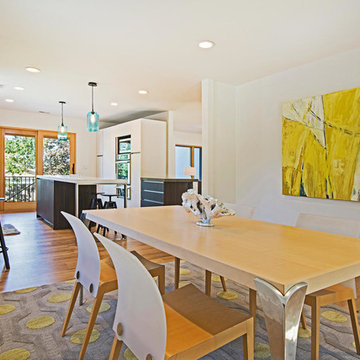 Modern Contemporary Dining Room with Yellow Abstract Art