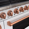48" Slide-in Freestanding Gas Range & 6.7 Cu. Ft. Oven,8 Burners. White, White & Copper, 48"
