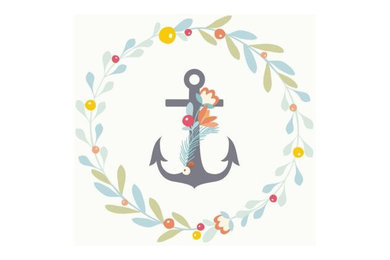 Canvas Print 'Anchor with Light Floral Ring' 60cm x 60cm