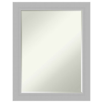 Brushed Sterling Silver Petite Bevel Wood Bathroom Wall Mirror 22 x 28 in.