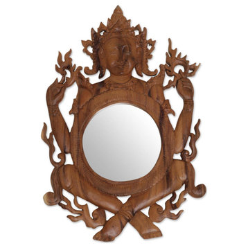 NOVICA Shiva'S Reflection And Wood Wall Mirror