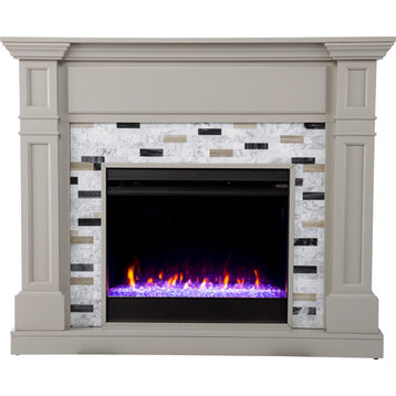 Birkover Color Changing Electric Fireplace - Marble