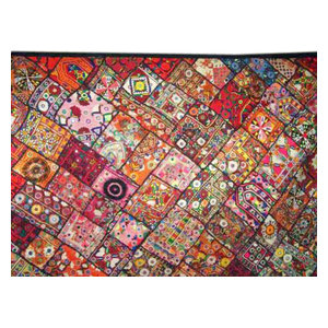 Mogul Interior - Kutch Embroidery Tapestry Indian Patchwork Wall Hanging - Tapestries