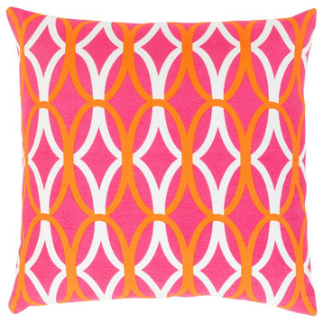 Miranda by Clairebella Pillow, Orange/Pink/White, 22' x 22'