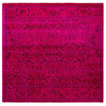 Fine Vibrance, One-of-a-Kind Hand-Knotted Area Rug Pink, 5' 10" x 5' 10"