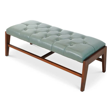 Green Leather Bench Hammond