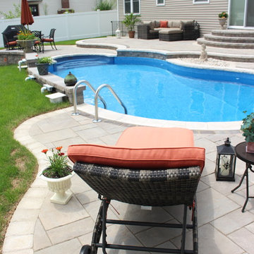 Swimming Pool Patio & Waterfall in Massapequa, NY