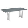 Allegra Manual Dining Table with Stainless Steel Base and Gray Top