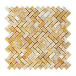 Honey Onyx Mosaic Polished Herringbone - Home Decor