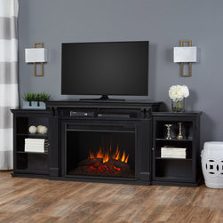 Tracey - Grand Entertainment Mantel in Black - Indoor Fireplaces